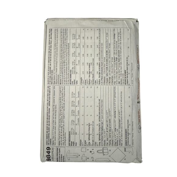 Simplicity Sewing Pattern Baby Clothes Size A 9849 New - Picture 2 of 2